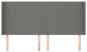 Cabeceira cama c/ abas tecido 183x16x118/128 cm cinzento-escuro
