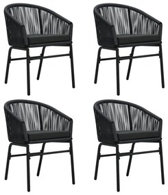 5 pcs Conjunto de jantar para jardim preto
