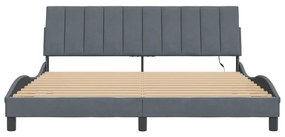 Estrutura de cama c/ luzes LED 180x200cm veludo cinzento-escuro