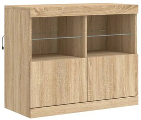 Aparador com luzes LED 81x37x67 cm carvalho sonoma