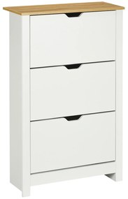 HOMCOM Sapateira Branca Estreita Armário Sapateiro Alto com 3 Gavetas para 12 Pares de Sapatos para Corredor 72x26x112 cm | Aosom Portugal