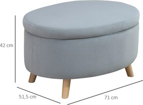 Banco Otomano com Arrumação – Bergen – 71x51,5x42 cm – Cinzento