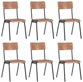 vidaXL Cadeiras de jantar 6 pcs contraplacado castanho