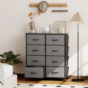 Cómoda de Arrumação, 86 x 30 x 94,5 cm, 8 Gavetas em Tecido, Cinzenta
