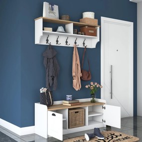 **** Hall Stand P2 – Branco Nogueira – 120x45x40 cm

**