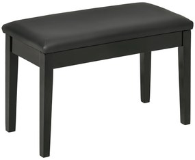 HOMCOM Banco para Piano com Assento Almofadado Pés em Madeira Maciça Revestimento Sintético 75x35x49 Preto | Aosom Portugal