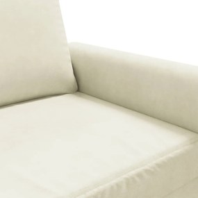 Sofá de 2 lugares veludo 140 cm cor creme