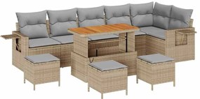 Conjunto de Sofá de Jardim 10 pcs Bege 289 x 124 x 85 cm Vime