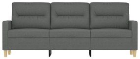 Sofá de 3 lugares 180 cm tecido cinza-escuro