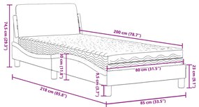 Cama com colchão 80x200 cm tecido castanho-acinzentado