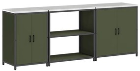 Conjunto de Armazenamento de Cozinha 3 pcs Verde Oliva