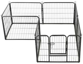 Parque para cães 8 painéis aço 60x80 cm preto
