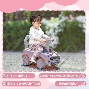 Carro Andador para Bebés de 18-36 Meses com Volante Buzina e Sistema Anti-Tombo  53x25x35 cm Rosa