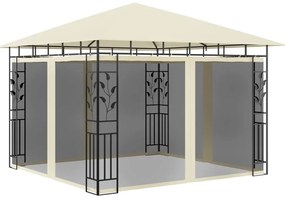 Gazebo com rede mosquiteira 3x3x2,73 m 180 g/m² creme