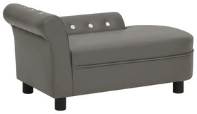 vidaXL Sofá para cães 83x45x42 cm couro artificial cinzento