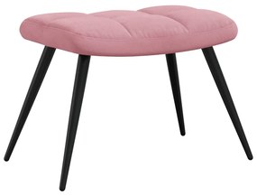 Cadeira de descanso com banco veludo rosa