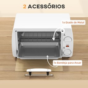 HOMCOM Mini Forno Elétrico 10 Litros 750W com Temperatura até 230 °C T