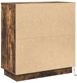 Criado-mudo com LED Carvalho Fumado 71x34,5x75 cm Madeira de Engenhari