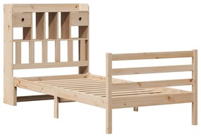 Cama com estante sem colchão 75x190 cm pinho maciço