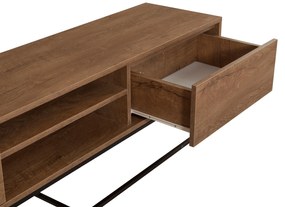 Conjunto de Mobiliário de Sala Laxus – Nogueira e Preto – TV: 180x50x4