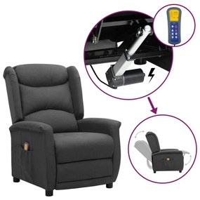 vidaXL Poltrona de massagens elevatória tecido cinzento-escuro