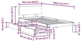 Estrutura de cama com gavetas 90x190 cm madeira de pinho maciça