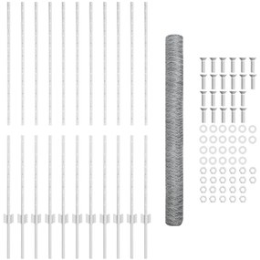 Postes de Cerca da vidaXL 22 pcs U-Channel 140 cm Aço Galvanizado
