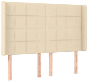 Cama box spring c/ colchão e LED 140x200 cm tecido cor creme