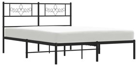 Estrutura de cama em metal com cabeceira 150x200 cm preto