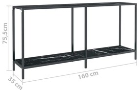 Mesa consola preto 160x35x75,5 cm vidro temperado