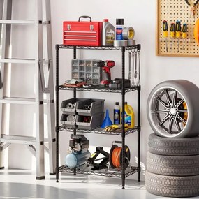 Estante metálica 59 x 34 x 108 cm ajustável de 4 níveis com grelha de arame com capacidade para 272 kg para casa, cozinha, garagem, escritório Preta