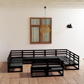 11 pcs conjunto lounge de jardim pinho maciço