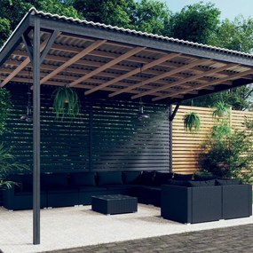 vidaXL 11 pcs conjunto lounge de jardim c/ almofadões vime PE preto