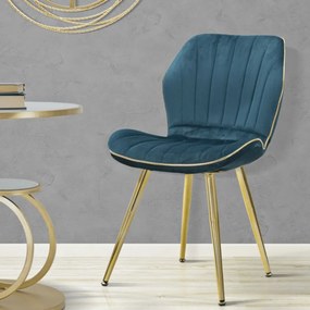 CONJUNTO DE 2 CADEIRAS 46X58X77 CM AZUL-VERDE E DOURADO