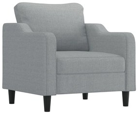 4 pcs conjunto de sofás com almofadões tecido cinzento-claro