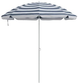 Parasol de Praia vidaXL com Pau de Metal Azul e Branco 161x193 cm em P
