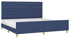 Estrutura de cama com cabeceira 200x200 cm tecido azul