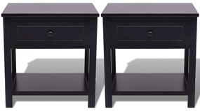 Mesas de cabeceira, 2 pcs, madeira, preto