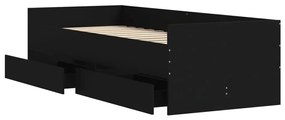 Estrutura de cama com gavetas 90x190 cm preto