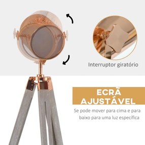 Candeeiro de Pé Trip - Ouro Rosa - Design Industrial