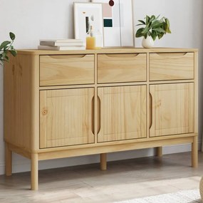 vidaXL Aparador FLORO 114x43x74 cm pinho maciço castanho mel