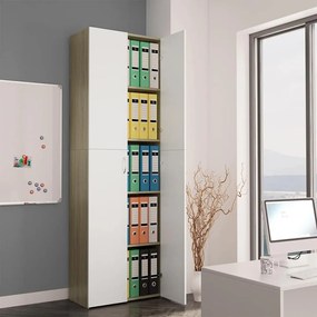 vidaXL Armário escritório 60x32x190cm contrapl. branco carvalho sonoma