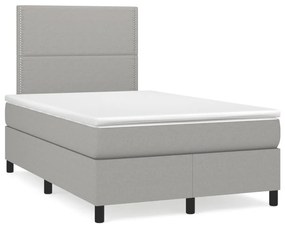 Cama boxspring com colchão 120x190 cm tecido cinzento-claro