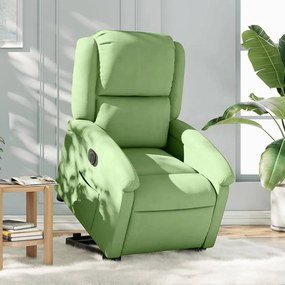 vidaXL Poltrona reclinável elevatória elétrica veludo verde-claro