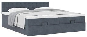 Estrutura cama otomana colchões 160x200 cm cinzento escuro