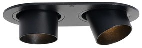 Set van 6 inbouwspots zwart GU10 35mm kantelbaar 2-lichts - Installa Moderno