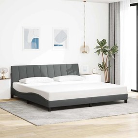 vidaXL Estrutura de cama sem colchão 200x200 cm tecido cinzento-escuro