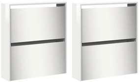 Sapateira c/ espelho 4 divisórias 63x17x134 cm branco brilhante