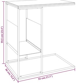 Mesa de apoio 55x36x59,5 cm derivados de madeira preto