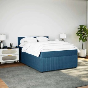 Cama com molas/colchão 140x200 cm veludo azul